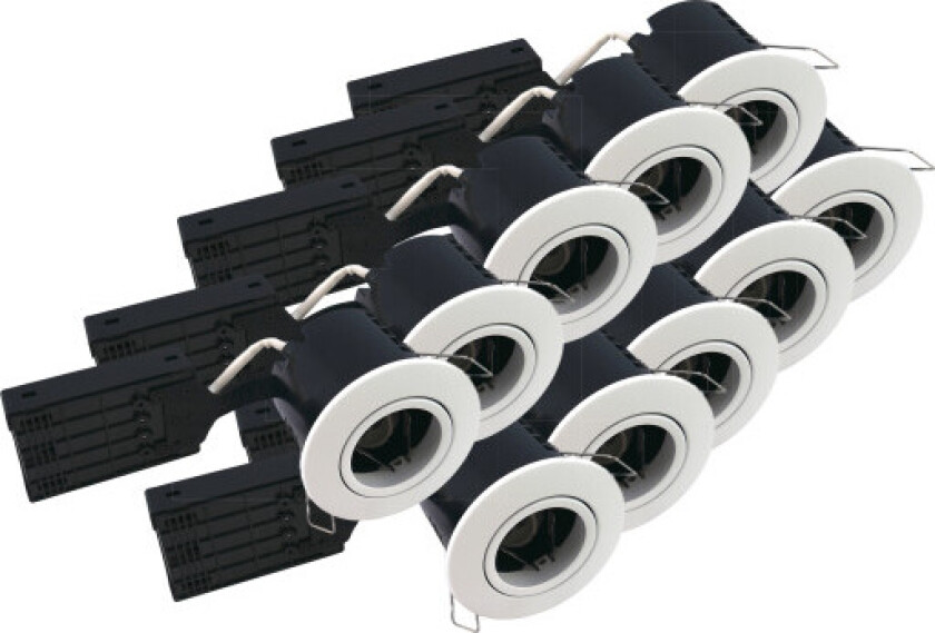 Fast Install innbyggingsspot, 10 stk, matt hvit