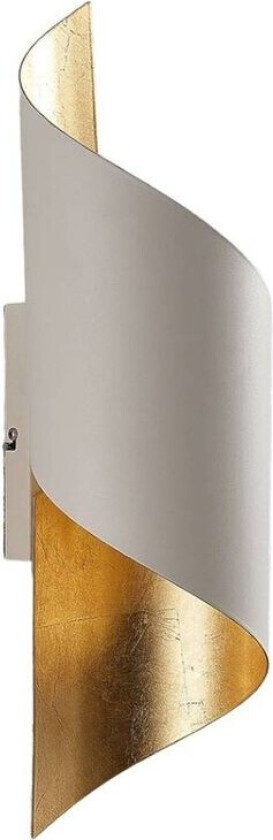 Metallvegglampe Vanni, tvunnet, hvit-gull