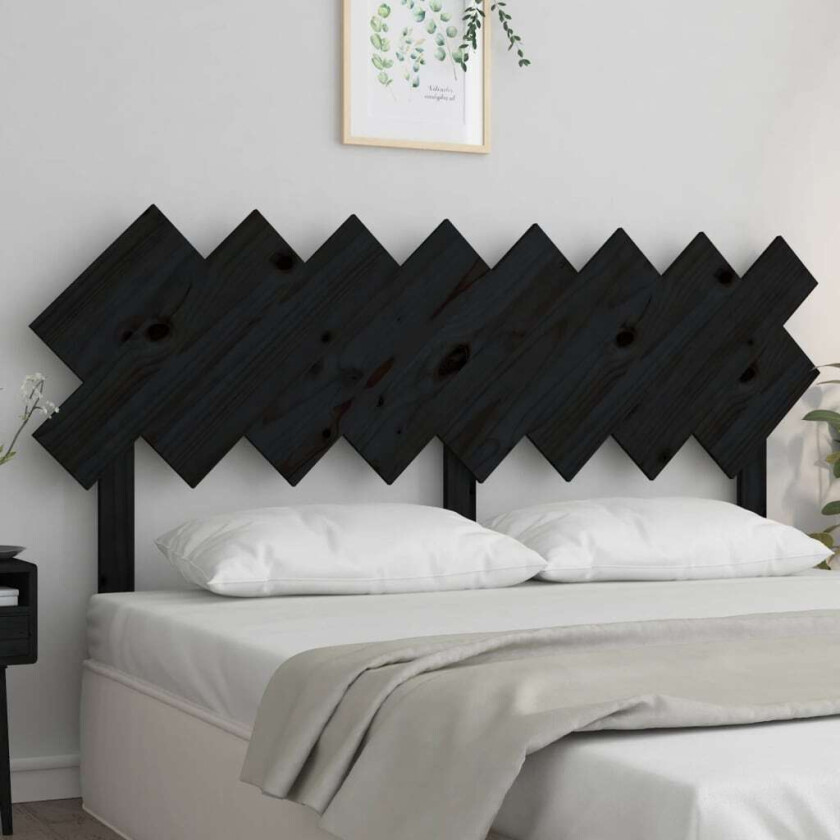 Sengegavl svart 159,5x3x80,5 cm heltre furu