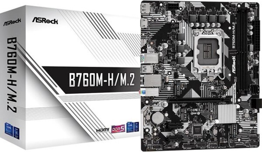 B760M-H/M.2 Hovedkort - Intel B760 - Intel LGA1700 socket - DDR5 RAM - Micro-ATX