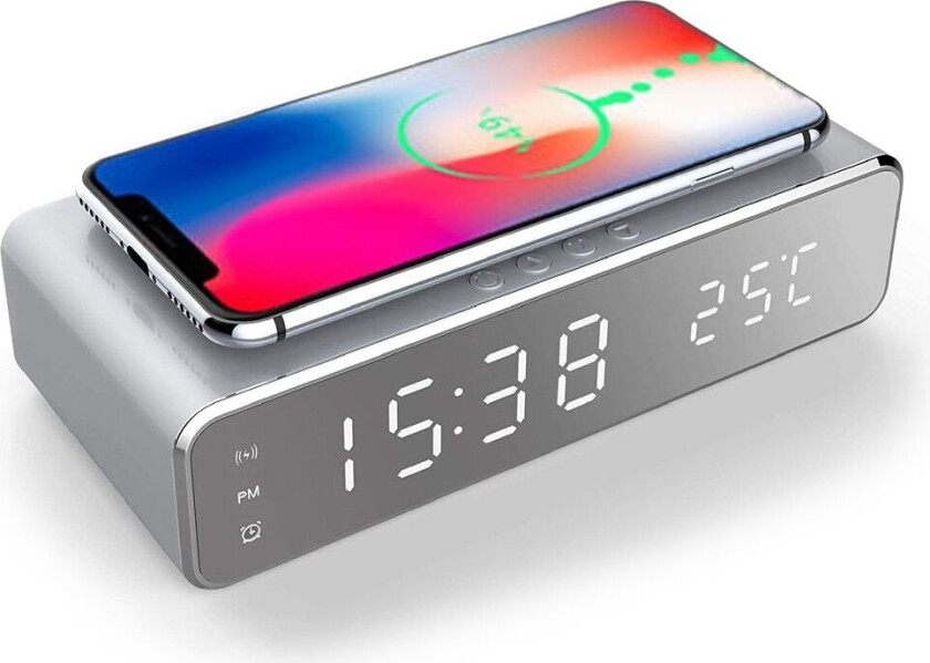 Vekkerklokke med trådløs Qi-lader