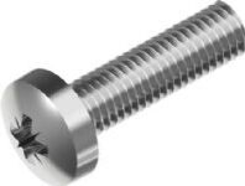 Bilde av Maskinskrue 4X10 mm Rustfri A4, med panhoved med krydskærv Pozidriv PZ 2 - (1000 stk.)