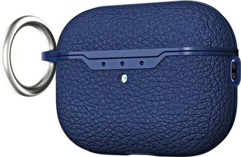 Apple AirPods Pro 2nd Gen (2022) Plastdeksel med Skinntekstur og Nøkkelring - Blå