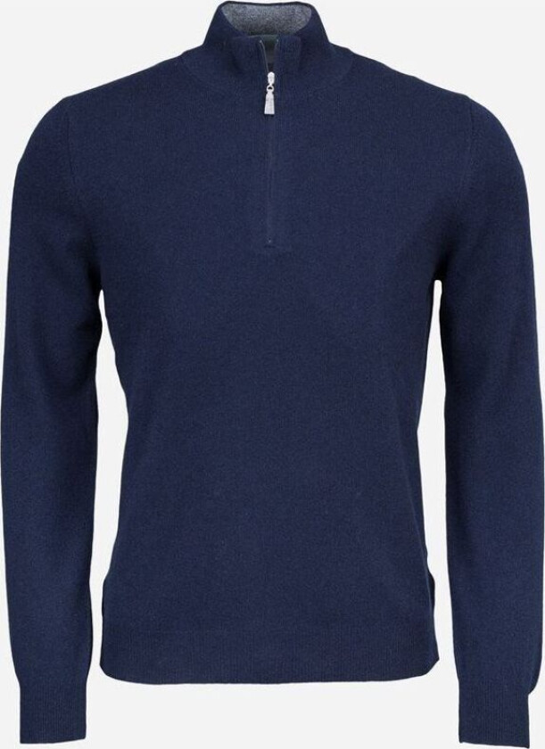 Half Zip Wool-Cashmere - Navy Blå 60