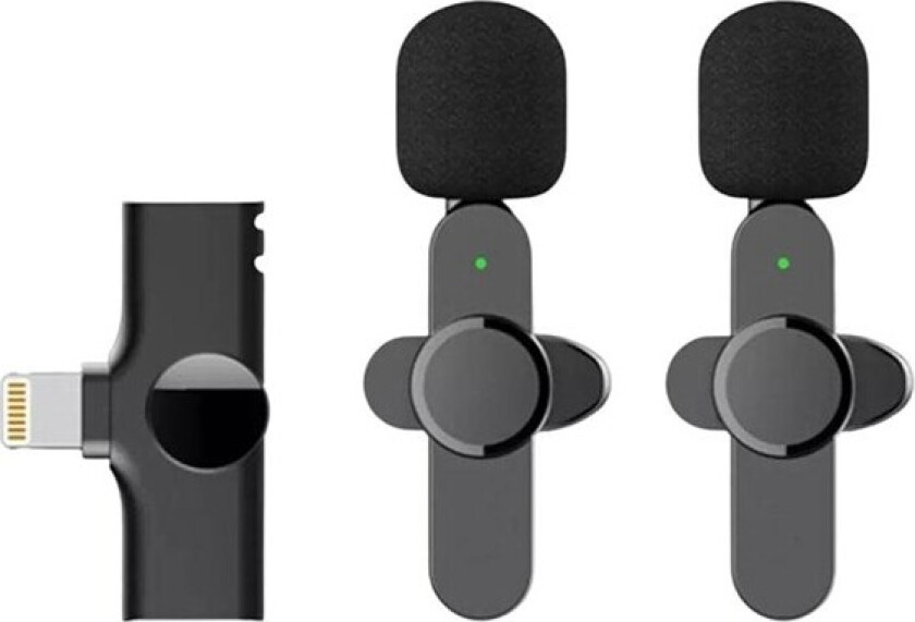 Trådløs Mikrofon m. Lightning - 2. Pack - Svart