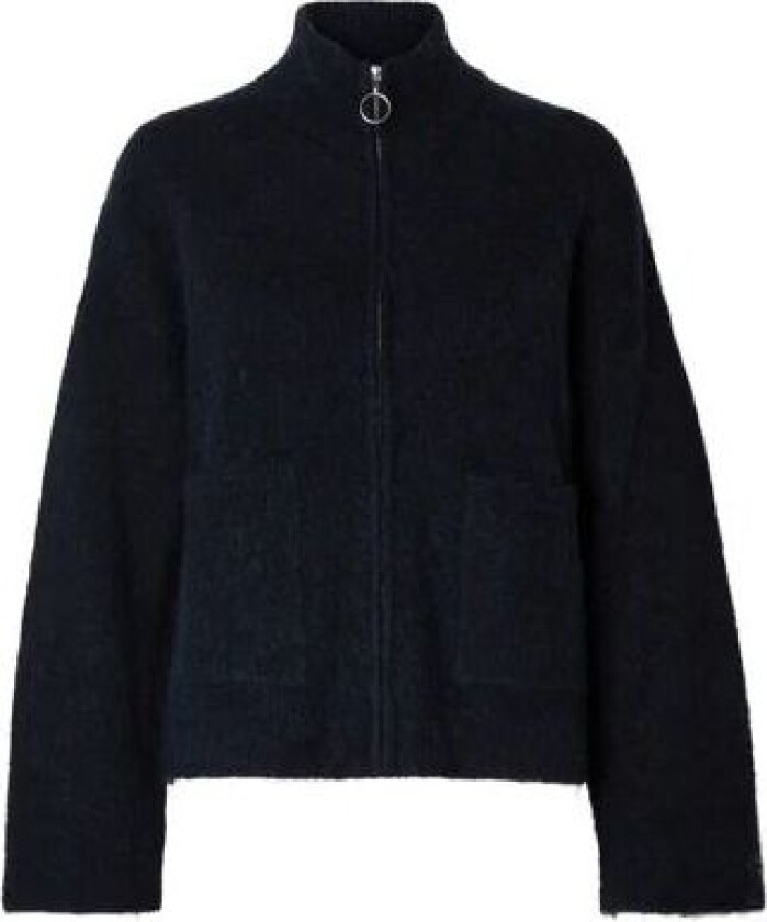 Sia Ras Ls Knit Zipper Cardigan - Dark Sapphire Melange L