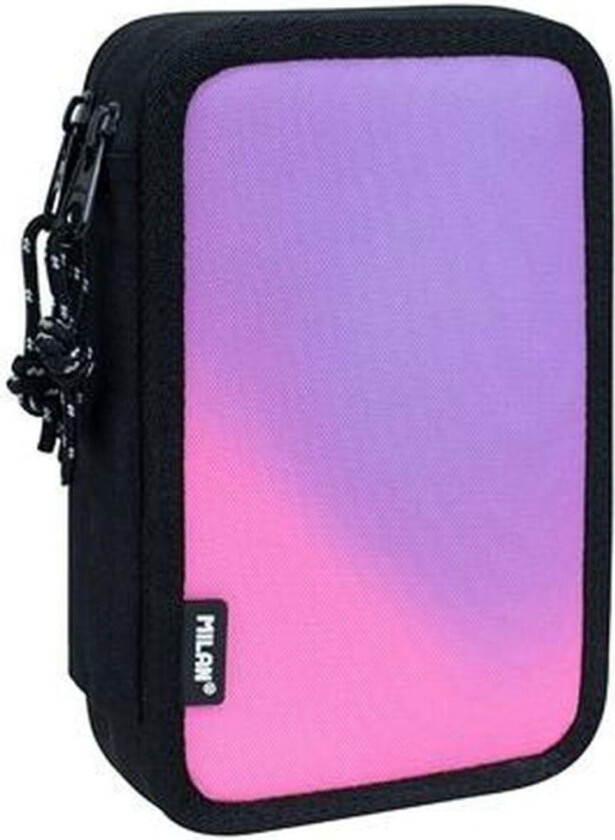 Dobbelt pennal Milan Sunset Svart Rosa 34 Deler