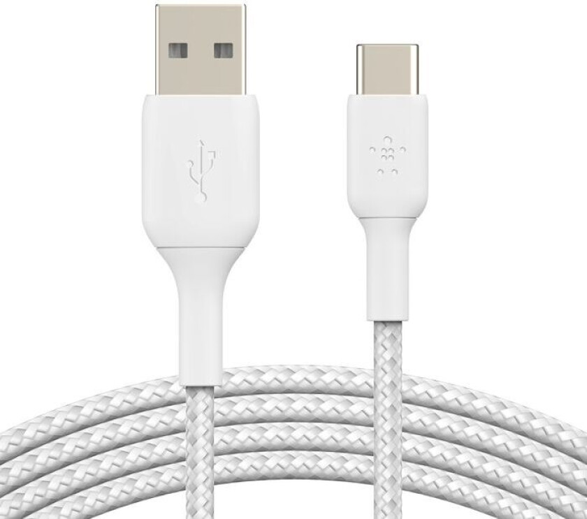 Usb-a To Usb-c Cable Braided 1m Hvit