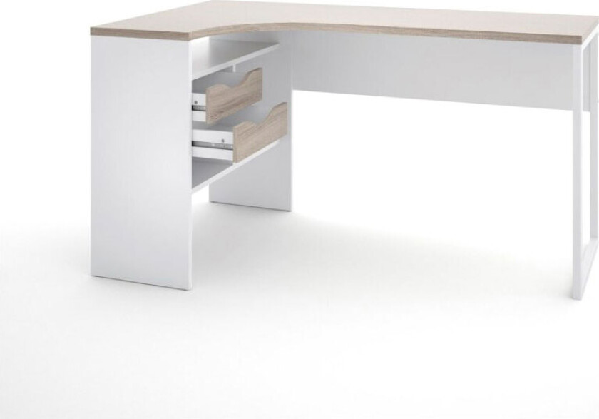 Fula skrivebord 2 skuffer hvit og trøffel farget.