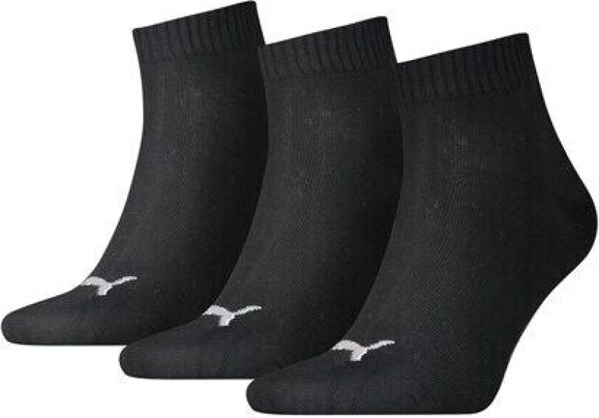 3pk Quarter Sokker Black 39-42