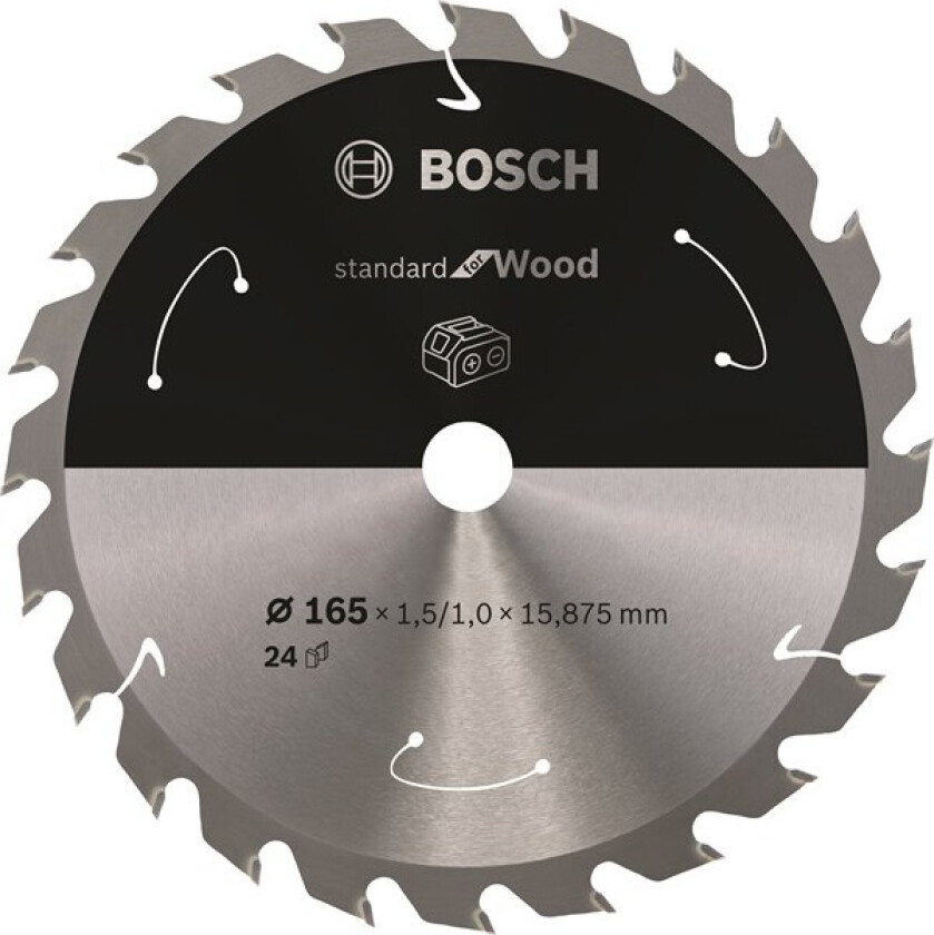 Standard for Wood-sirkelsagblad for batteridrevne sager 165x1,5/1x15,875 T24