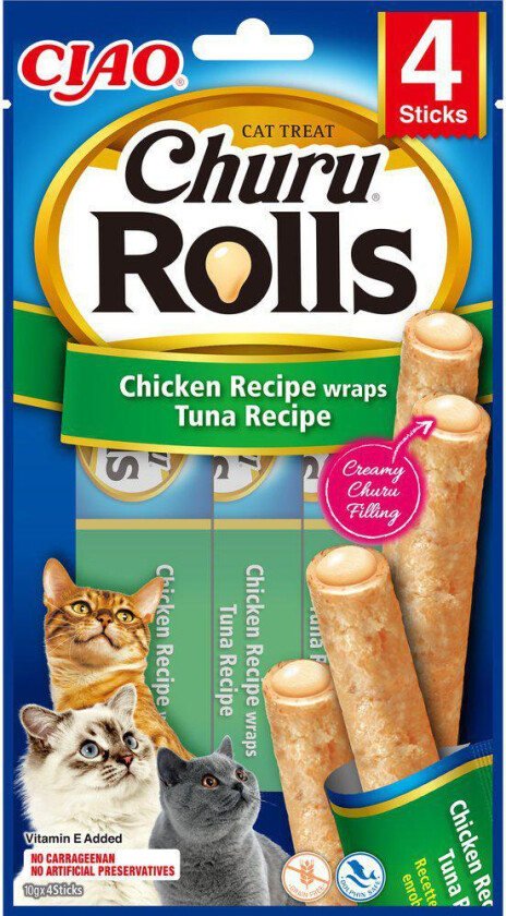Ciao Churu snacks rull katt -Kylling og Tunfisk, 4stk