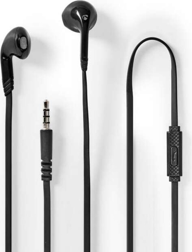 Wired øretelefoner 3.5 mm Kabellengde: 1.20 m Innebygd mikrofon Volumkontroll Sort