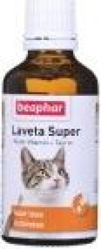 Laveta Super, Katt, Dråper, Vitamin B1, Vitamin B12, Vitamin B2, Vitamin B6, Vitamin E, Vitamin H (biotin), Kalsium, Phosphorus, Natrium, 50 ml, 1,2%