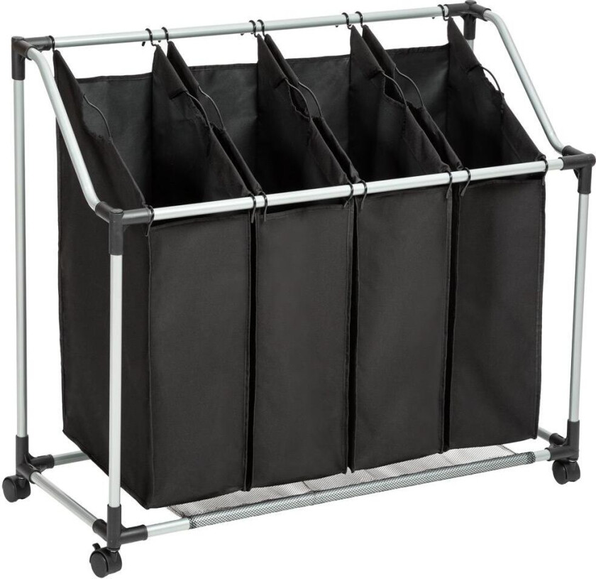 skittentøyskurv med 4 vaskeposer - svart