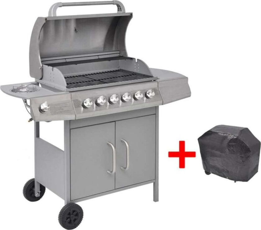 Gassgrill 6+1 kokesoner sølv