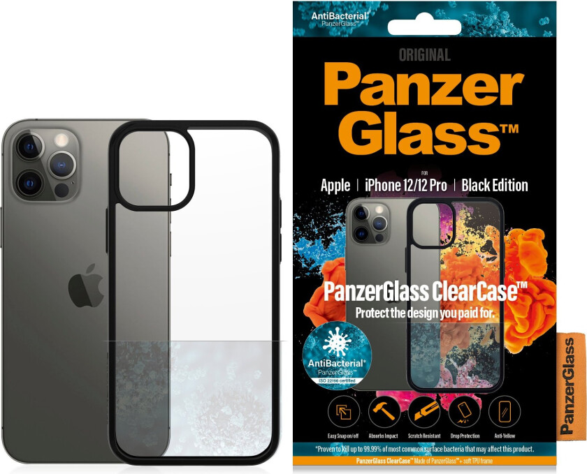 Panzerglass Clearcase Blackframe Iphone 12, Iphone 12 Pro Blank, Svart
