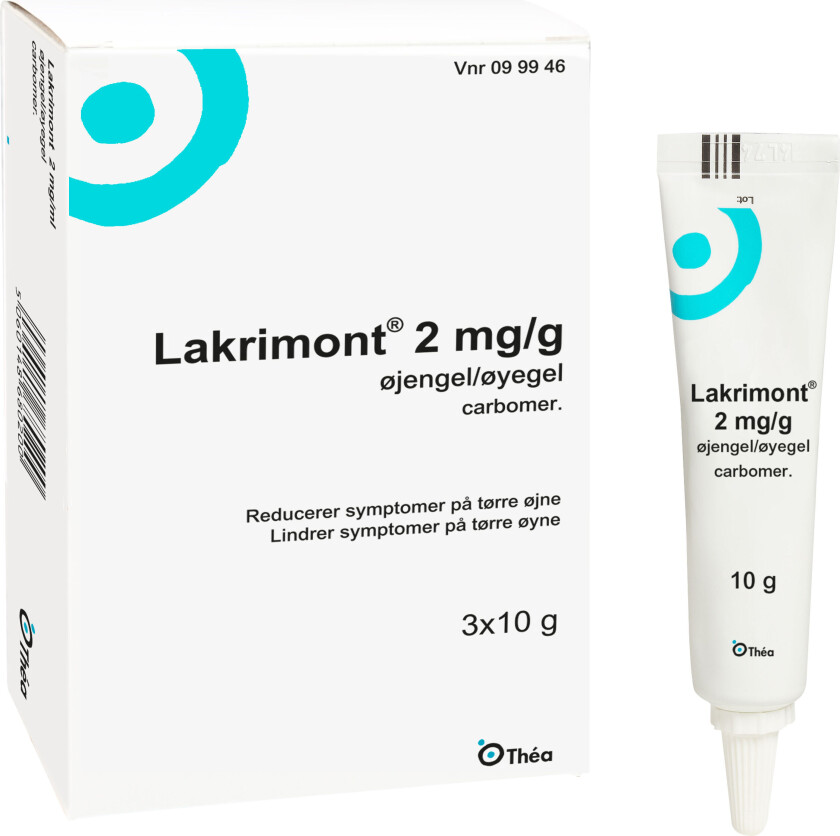 Øyegel 2mg/g for tørre øyne, 3 x 10 g.