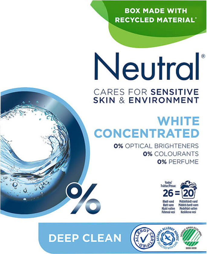 Neutral Vaskepulver White Parfymefri 975g