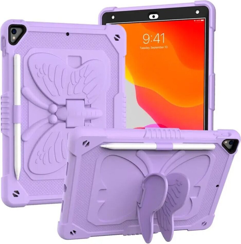 iPad 10.2" (2021 / 2020 / 2019) Butterfly Kickstand Barnedeksel - Lilla