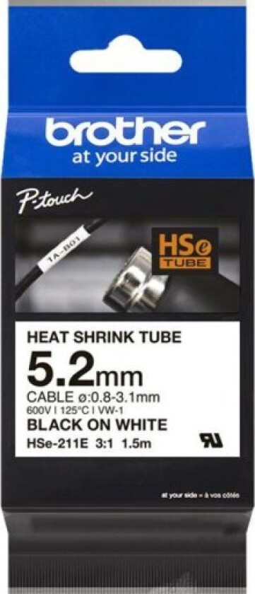 Tape Varmekrympeslange 5,2mm Hse-211e Svart/hvit