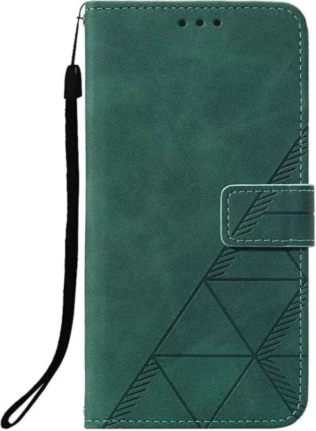 Samsung Galaxy A72 (4G/5G) Flip Deksel - Mykt Skinn med Veske - Geometrisk Mønster - Mørk Grønn