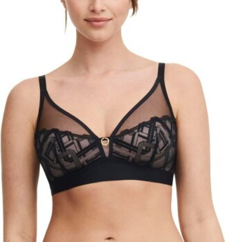 BH Corsetry Embroidery Wirefree Support Bra Svart D 75 Dame