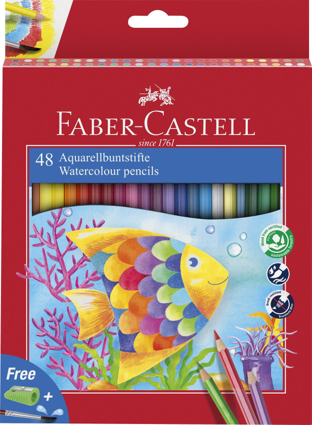 Bilde av Faber-Castell - Børste- og fargeblyantsett - akvarell - 3 mm (en pakke 48)