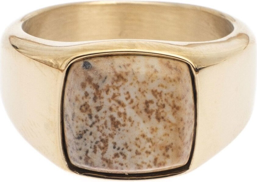 DARK Signet Ring Mini Gold With Sand Marble Size 3