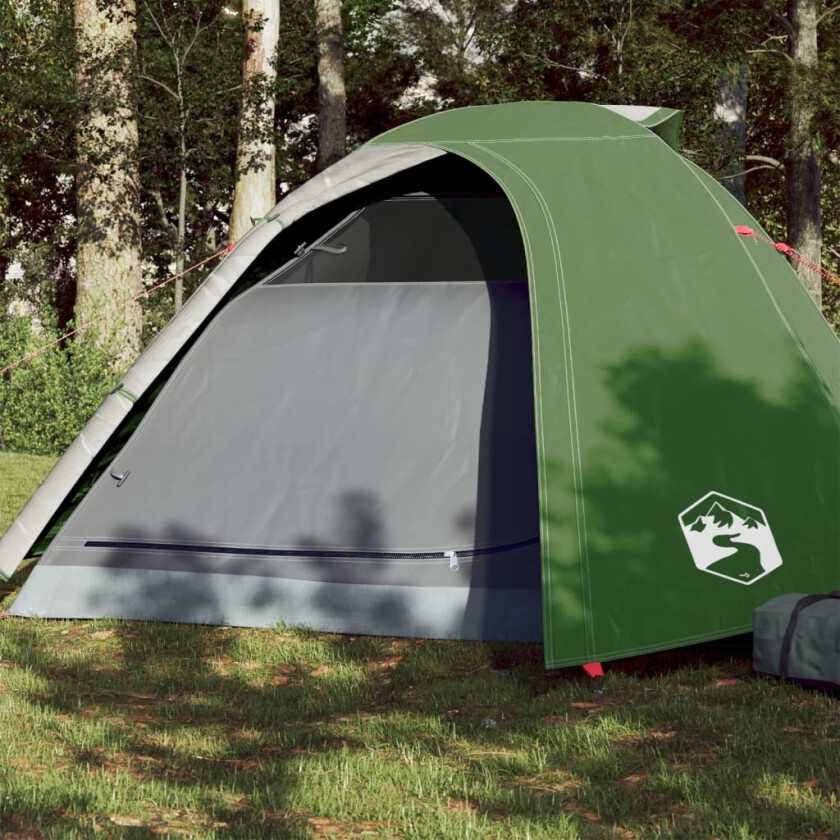 Campingtelt 2 personer grønn 267x272x145 cm 185T taft