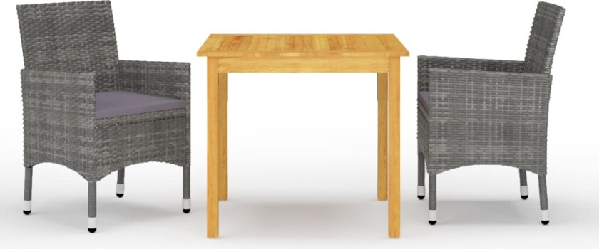 Utendørs spisestue 3 deler grå