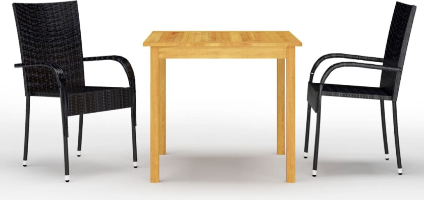 Utendørs spisestue 3 deler svart