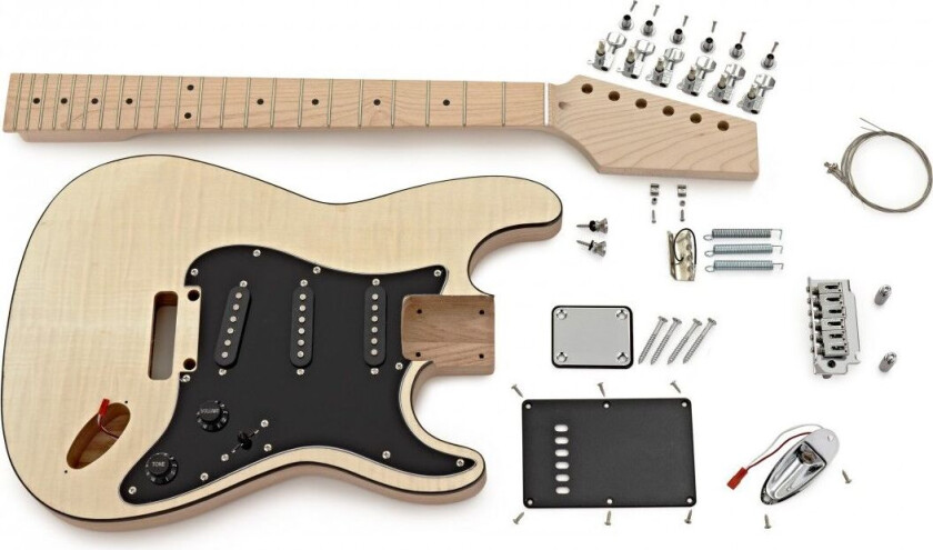 Gear4Music Guitarworks Duo-Cutaway DIY Elektrisk Gitarsett Pro