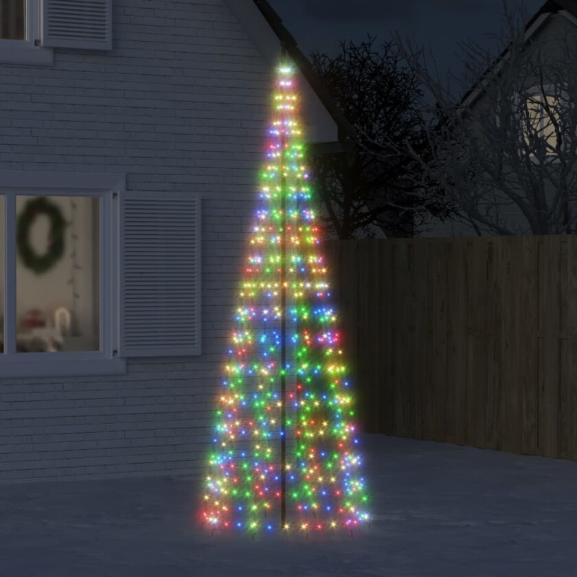 Juletrelys på flaggstang 550 LED fargerik 300 cm