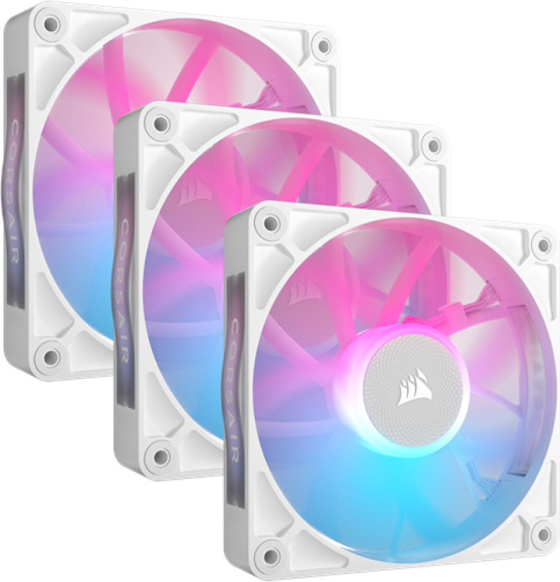 iCUE LINK RX120 RGB 3-pack - Kabinettvifte - 120mm - Hvit med RGB-lys - 36 dBA