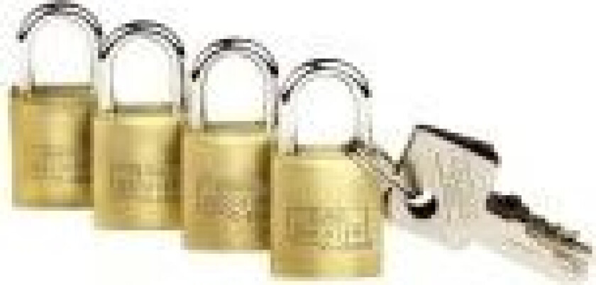 4er Set Quadro 222 15 SB Hængelås Identiske Messing Nøglelås