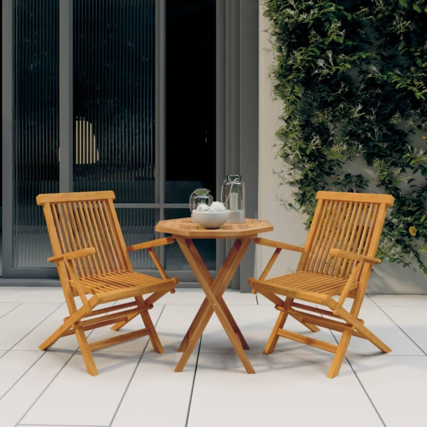 Hagespisestuesett 3 deler heltre teak