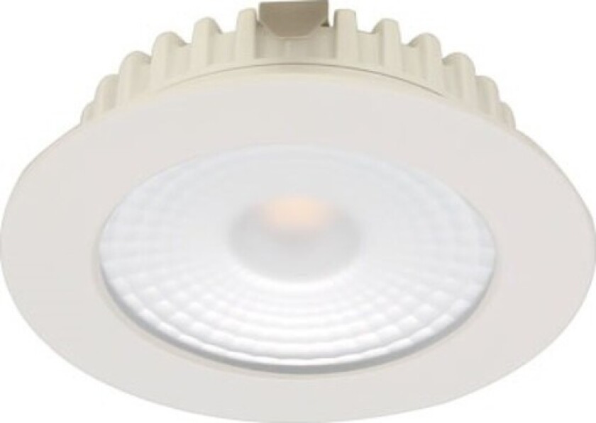 On Cabinet downlight 5W 12V 3000K, dimbar, IP44, Ø70, Hvit