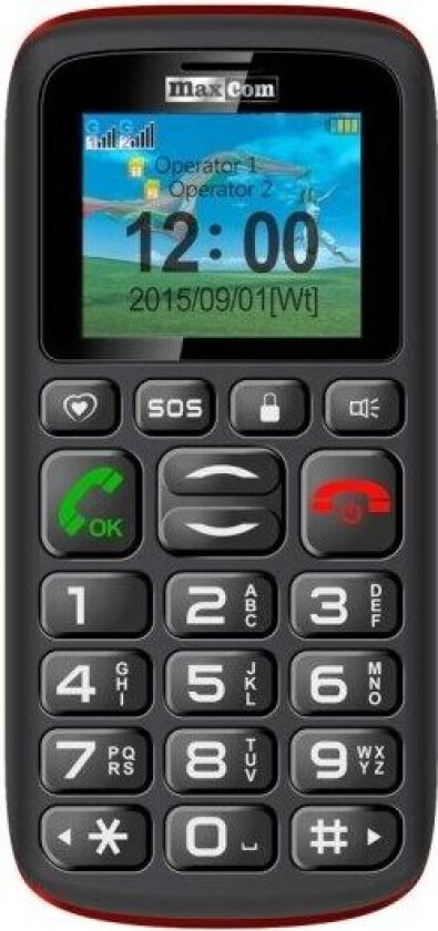 MaxCom MM428, Bar/Sperre, Dobbel SIM, 4,57 cm (1.8"), Bluetooth, 800 mAh, Sort, Rød