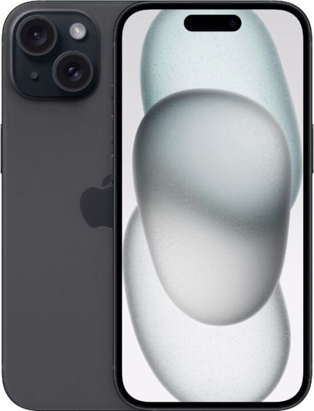 iPhone 15 - 5G smartphone - dobbelt-SIM / Internminne 128 GB - OLED-display - 6.1 - 2556 x 1179 piksler - 2x bakkameraer 48 MP, 12 MP - front camera 12 MP - svart