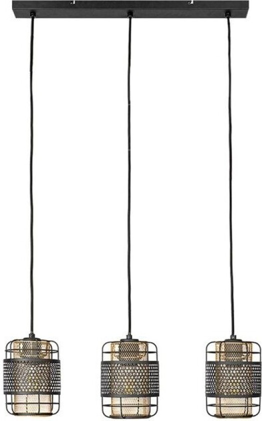 Eudoria hengelampe 3 lyskilder svart/gull