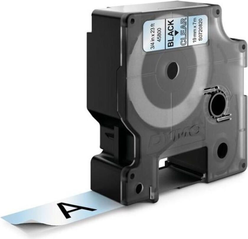 Dymo Tape D1 19mm Svart/gjennomsiktig