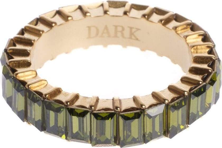 DARK Baguette Crystal Ring Olive Size 2
