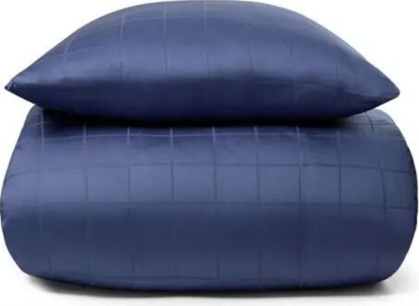 Sateng sengesett - 100% Bomullssateng - Check Blue - 150x210 cm