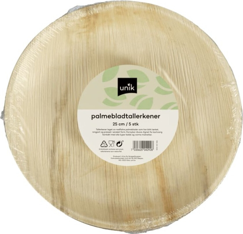Tallerken Palmeblad 25cm 5stk