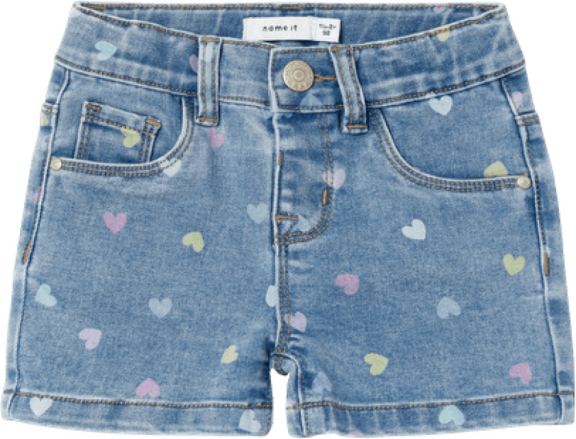 Medium Blue Denim Hearts Salli Slim Denim Shorts Noos str. 110