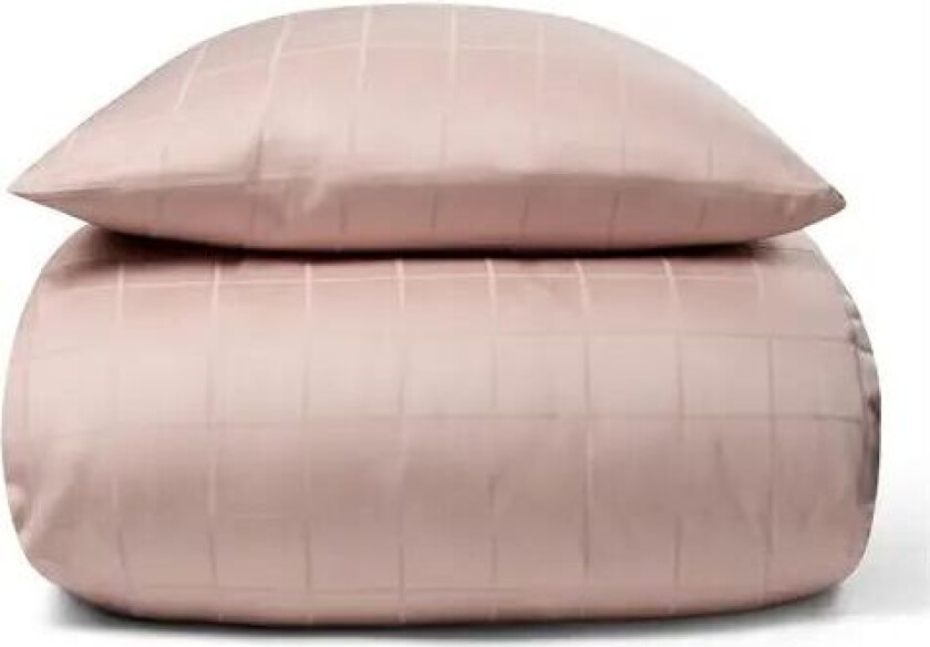 Sateng sengesett - 100% Bomullssateng - Check Rosa - 150x210 cm