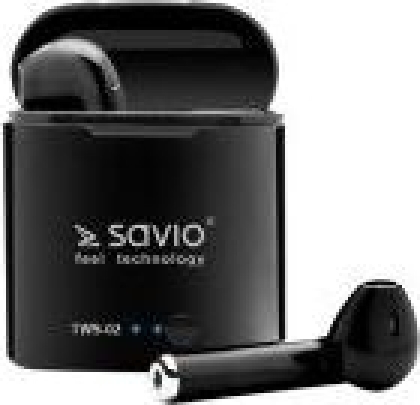 SAVIO TWS-02 - True wireless-hodetelefoner med mikrofon - i øret - Bluetooth - svart