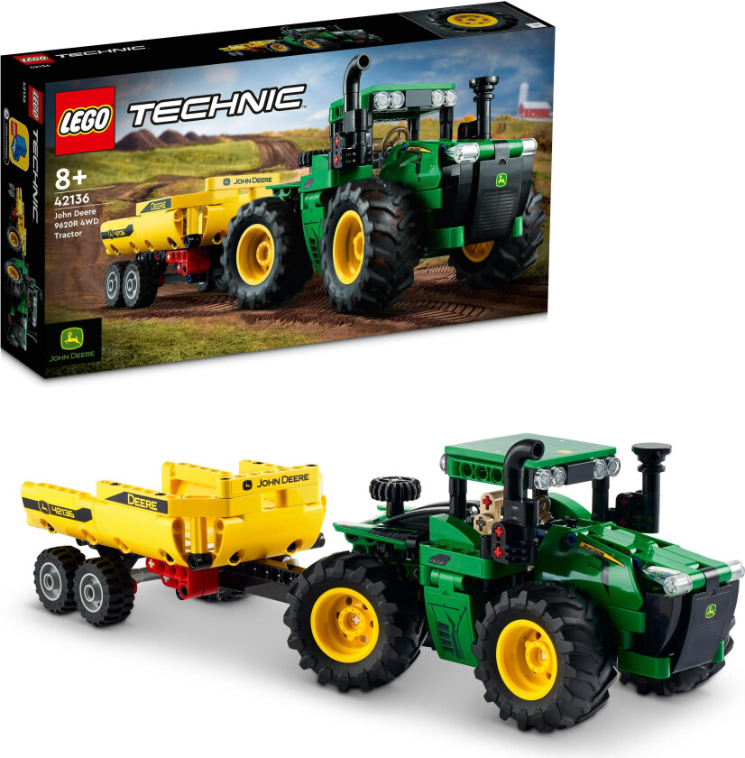 Lego JohnDeere 9620R-traktor m/firehjulstrek 42136