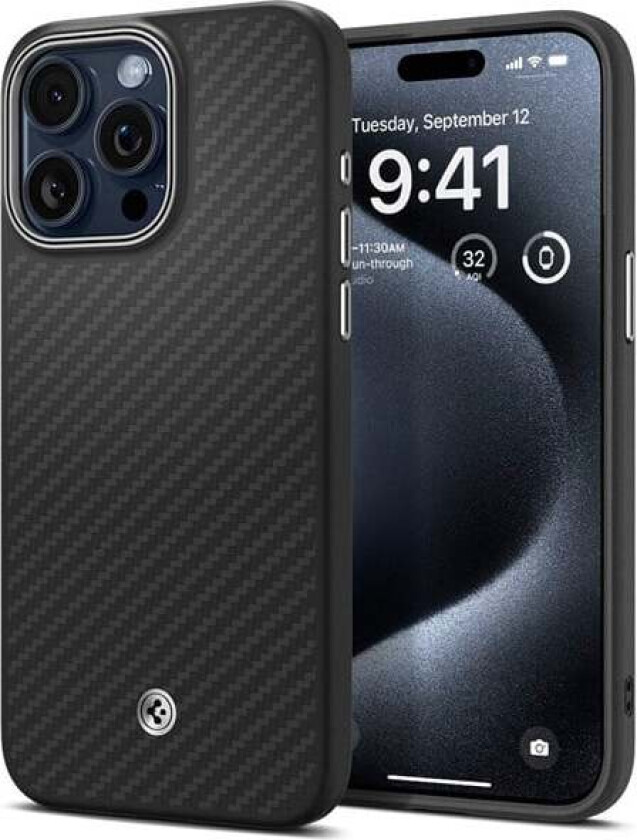 iPhone 15 Pro Enzo Aramid Deksel - MagSafe Kompatibel - Svart